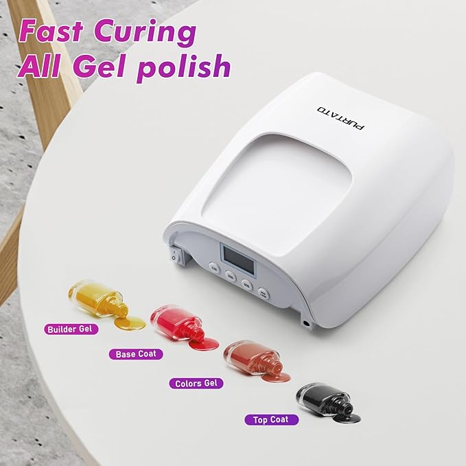 Professional Cordless Rechargeable UV LED Nail Lamp with 4 Timer Setting and 126W High Power Quick Drying Nail Dryer(White)