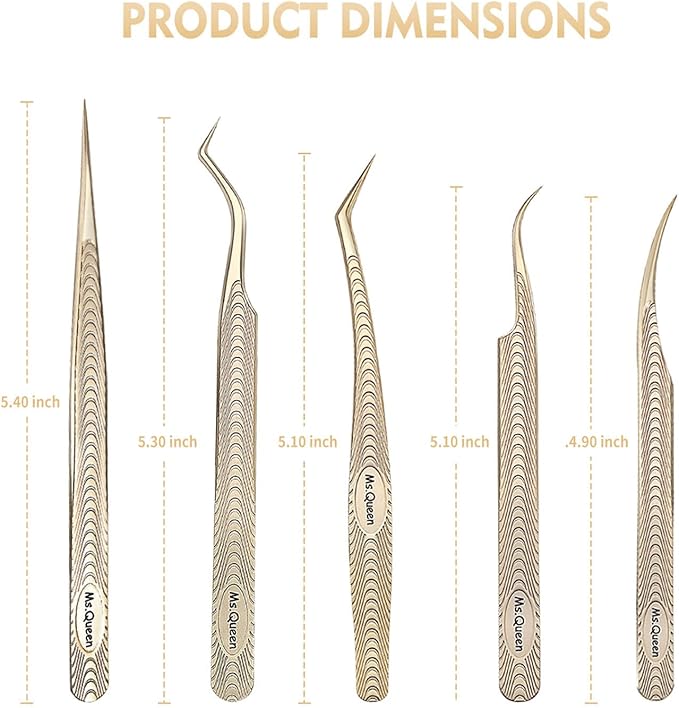 Ms.Queen Lash Tweezers for Eyelash Extension-Professional Lashing Tweezers for Mega Volume Mink Eyelashes Extensions Applying
