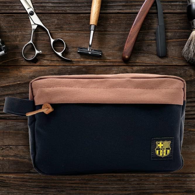 Icon Sports Fan Shop FC Barcelona World Soccer Club Team Logo Officially Licensed Toiletry Travel Bag (Black, ONE SIZE)