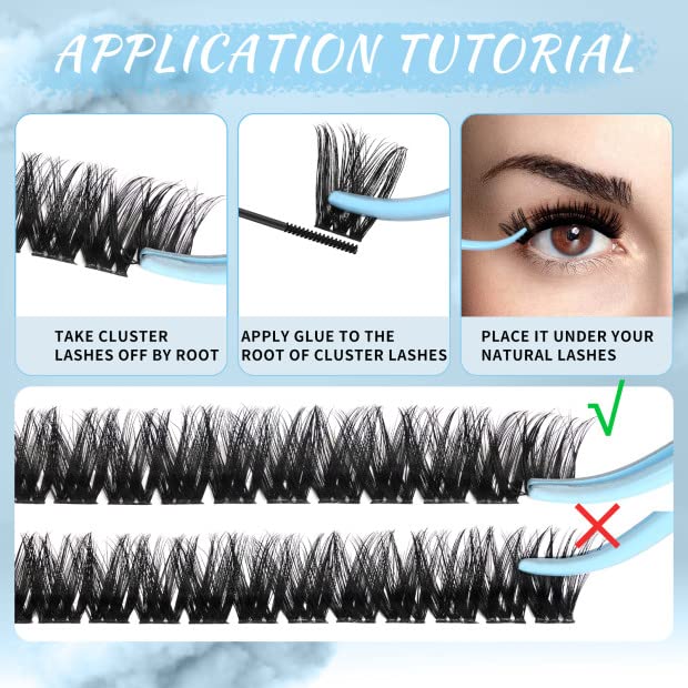 Cirrus C-20 Lash Clusters - 84 Pcs DIY Eyelash Extensions, Individual Lashes, Natural Look, Thin Band & Soft