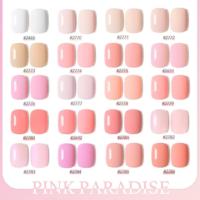GAOY 23 Pcs Gel Nail Polish Kit, White Pink Nude Colors UV Gel Polish Set with Glossy & Matte Top Coat and Base Coat for Nail Art DIY