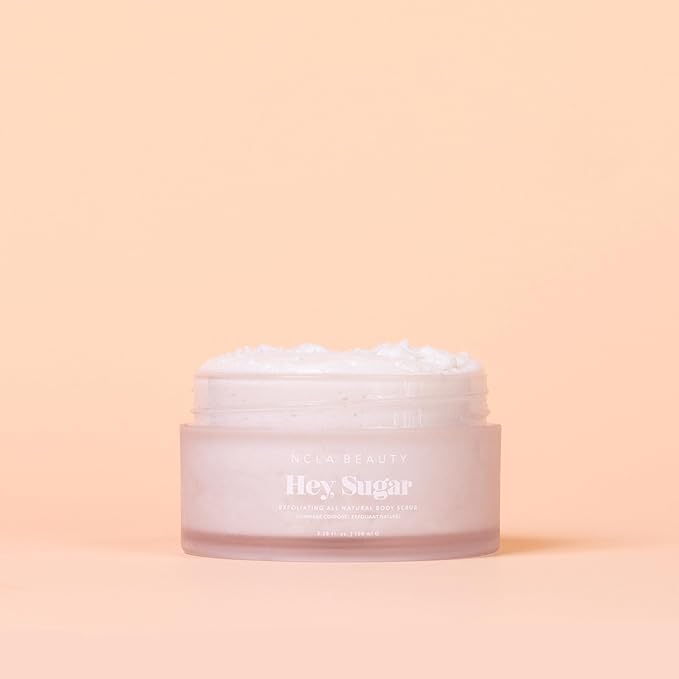 NCLA - Hey, Sugar Body Scrub | Smooth, Exfoliate, Hydrate Skin | Shea, Mango + Cocoa Butters | Vegan, Cruelty-Free, Clean Skincare (Coconut Vanilla; 100g | 3.38 oz)