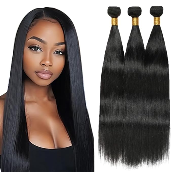 Straight Bundles Natural Black Bundles 8 10 12 Inch Brazilian Straight Bundles Human Hair Soft and Silky for Women
