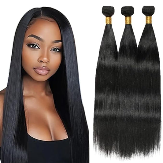 Straight Bundles Natural Black Bundles 8 10 12 Inch Brazilian Straight Bundles Human Hair Soft and Silky for Women