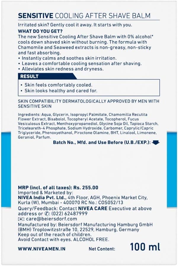 Nivea Men Sensitive Cooling After Shave Balm 100Ml