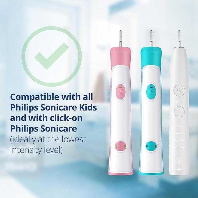 Kids Mini Toothbrush Heads Compatible with Philips Sonicare Kids Toothbrush Heads - Replacement Heads Mini Sensitive - Brush Heads from Ages 3 to 6 - Turquoise - Replaces HX6038-8 Pack