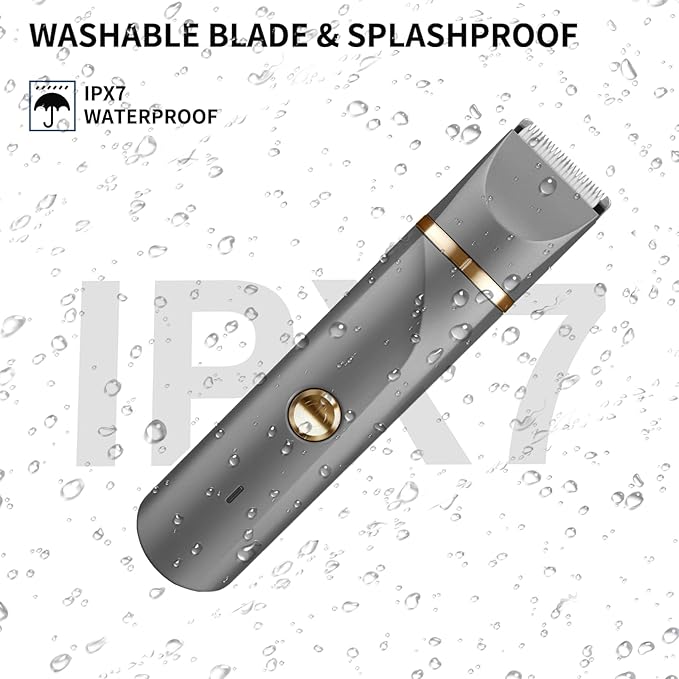 Bikini Trimmer for Women -Manscape Body Hair Trimmer IPX7 Waterproof Ball,Rechargeable Electric Shaver for Pubic/Body/Groin Grooming,Gifts for Him Dad,Gray&Gold