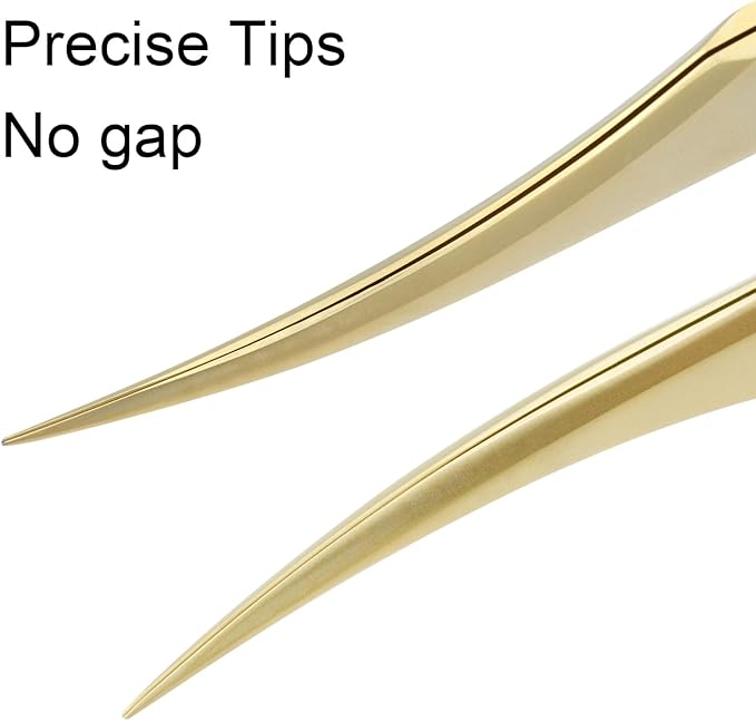 NAGARAKU Eyelash Extension Tweezers Gold Straight Isolation Professional Isolator Stainless Steel Precision (N-02-2)