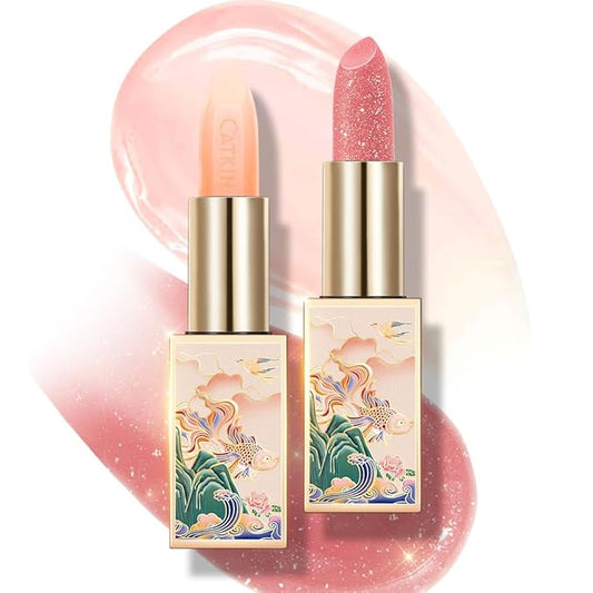 CATKIN Lip Balm Color Tinted Lipstick Ultra Hydrating Lip Deep Moistrurize Chapstick with Vitamin E Nourishing For Cracked & Dry Lips 0.12 oz (2pcs（01+10）)