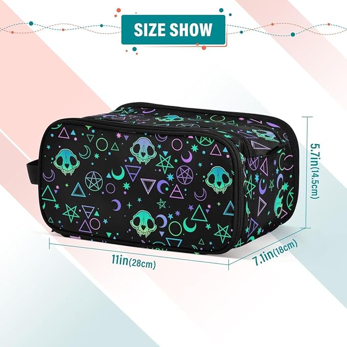 MNSRUU Magic Skulls Makeup Bag - Large Capacity Travel Toiletry Bag with Organizer, Portable Cosmetic Bag for Travel Size