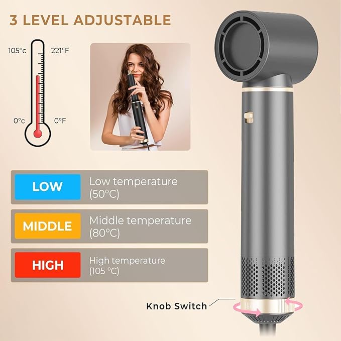 5 in 1 Hair Dryer Brush Hot Air Curling Brush Negative Ion Air Styler