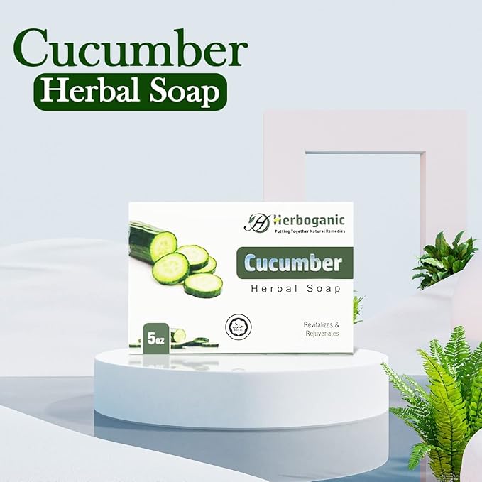 Cucumber Herbal Soap | Pack of 6 of 5oz soap Bar | Ideal for Men and Women, Soothing and Nourishing Soap for Moisturization