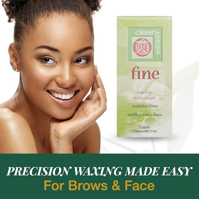 Clean + Easy Fine Roller Head For Facial Hair Removal, Roll-On Waxing System, 3-Pack