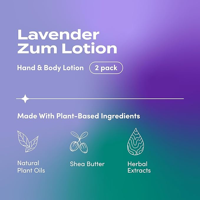 Zum Indigo Wild Hand & Body Lotion - Natural Hand Lotion for Dry Hands - Body Lotion for Women & Men - Body Moisturizers Include Shea Butter, Jojoba Oil & More - Lavender Scent - 6 fl oz (2 Pack)