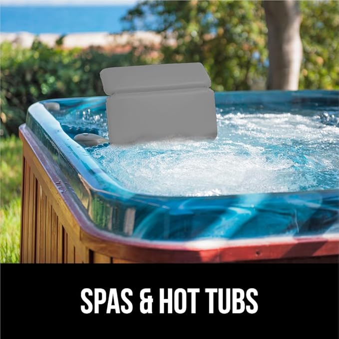 GORILLA GRIP Bath Pillow for Tub, Improved Suction Cups, Luxury Bathtub Pillows, Headrest for Neck and Back Support, Relaxing Home Spa, Hot Tubs and Bathroom Essentials, Gifts for Women, 2 Panel Gray