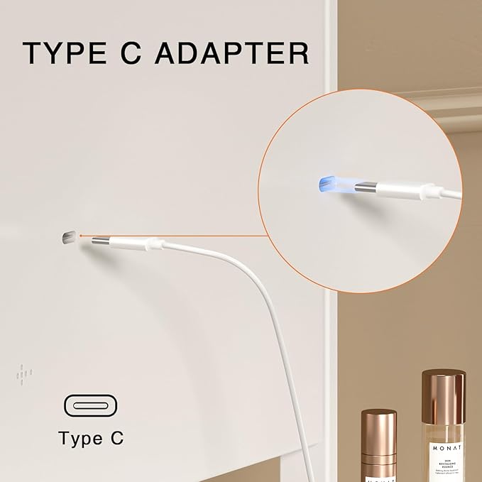 Vanity Mirror With Lights - 3 Color Lighting Modes, 10X Magnification, 360 Degree Rotation, LED Makeup Mirror for Bedroom - White