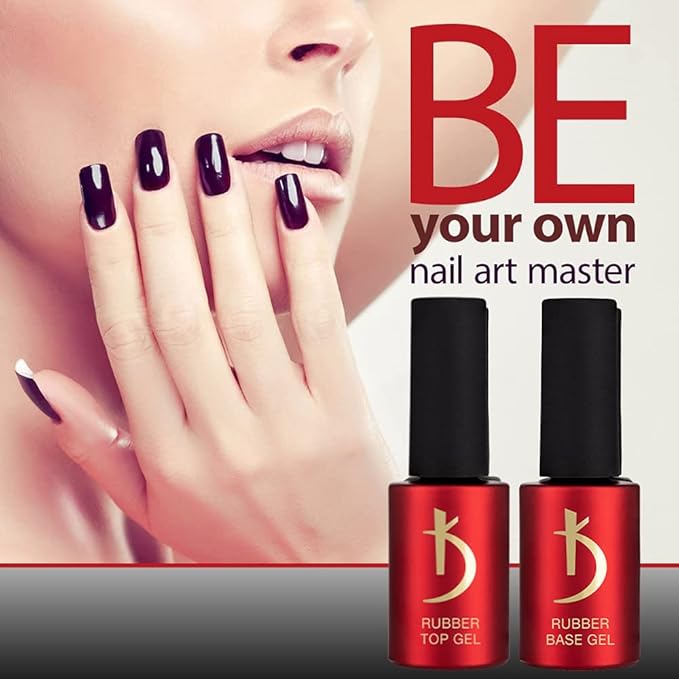 Professional Rubber Top & Base Gel Set By Kodi | 15ml 0.5 oz | Soak Off, Polish Fingernails Coat Kit | For Long Lasting Nails Layer | Easy To Use, Non-Toxic & Scentless | Cure Under LED Or UV Lamp