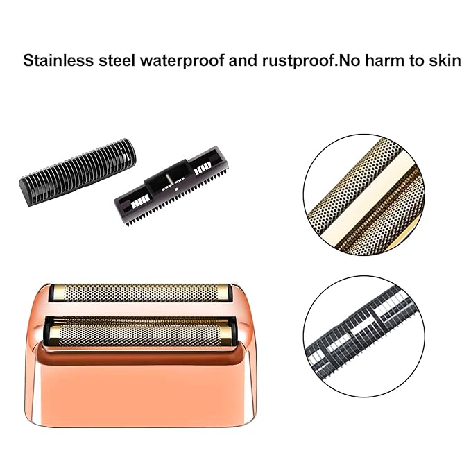 2 Pack Shaver Replacement Foil and Cutters Compatible with BaBylissPRO Double FXFS2 Metal Shaver foil Replacement,Rose Gold