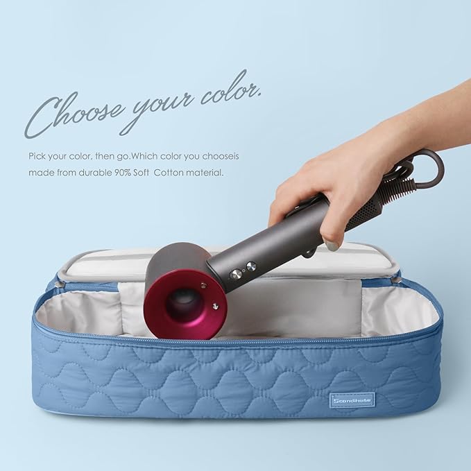 Dual Layer Travel Carrying Case, Quilted Shark Flexstyle Carrying Case for Revlon One-Step Hair Dryer/Hot Tool/Styler/Stylist, Compatible with Shark FlexStyle Attachments (Bag Only) Blue