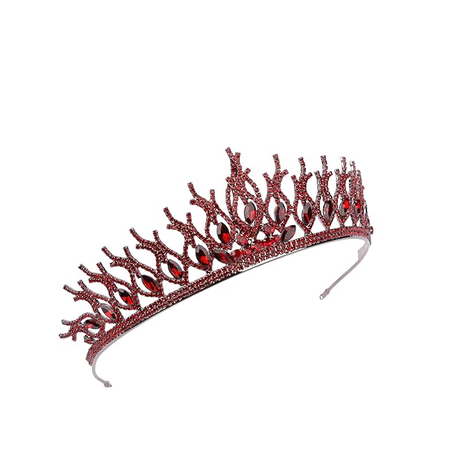 LIMELIA Women's Tiara for Henna Wedding Party|Glitter Hair Accessories for Bridal Birthday Pageant Prom Halloween Cos-play Christmas Party|Tulip-Burgundy