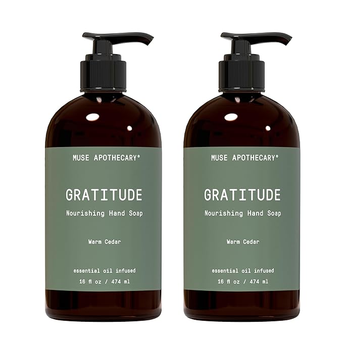 Muse Apothecary Hand Ritual - Botanical Collection - Aromatic and Nourishing Hand Soap, Infused with Natural Aromatherapy Essential Oils - 16 oz, Warm Cedar, 2 Pack