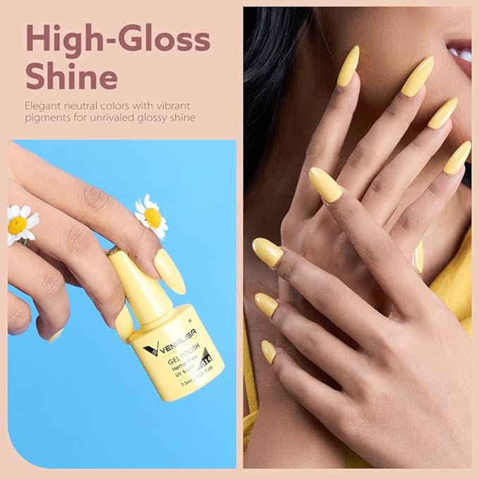 V VENALISA VENALISA VIP5 Hema Free Gel Nail Polish Set 65Pcs, 60 Colors Sparkle Jelly Pure Color Gel Polish Kit with Base Gel Top Coat Nails Manicure Gifts for Her Salon at Home