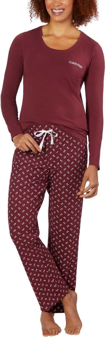 Calvin Klein Womens 2 Piece Fleece Pajama Set