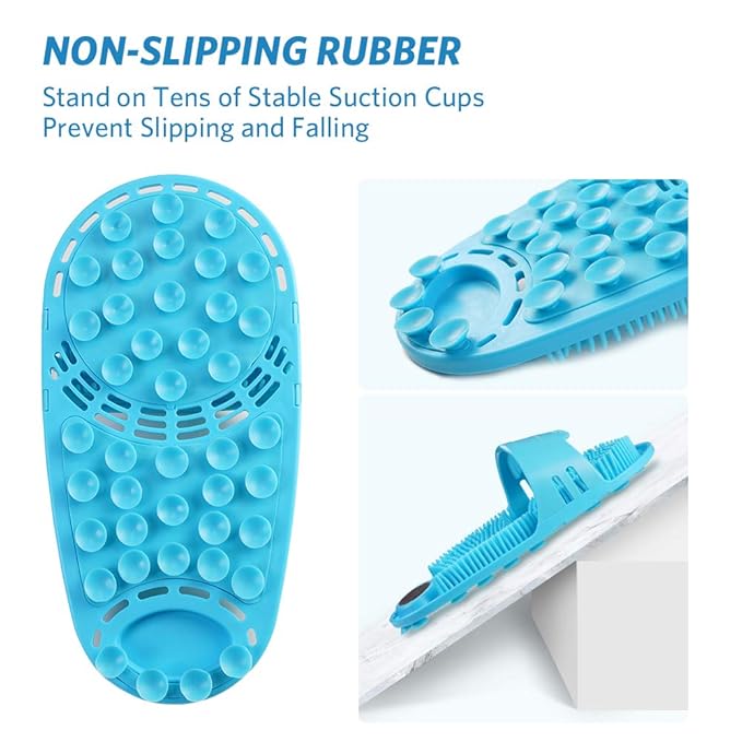 Silicone Shower Foot Scrubber Personal Foot Massage and Cleaning, Non-Slip Foot Scrubber for Men and Women (1PCS Blue)