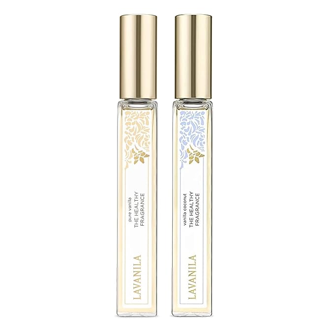 Lavanila Roller Perfume Set of 2, Includes Pure Vanilla + Vanilla Coconut - The Healthy Fragrance for Women, Clean and Natural