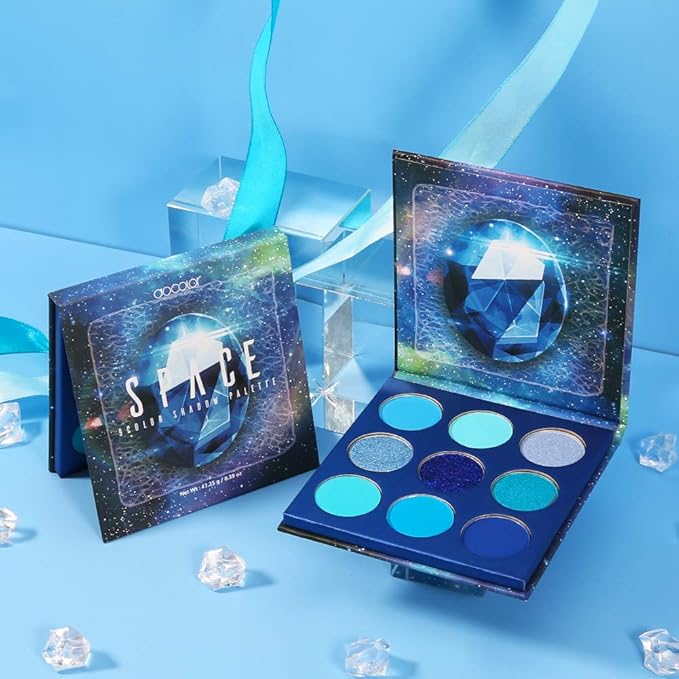 docolor Eyeshadow Palette 9 Colors Blue Eyeshadow Gemstone Shadow Palette Highly Pigmented Mattes Shimmers Naked Smokey Glitter Cream Colorful Powder Blendable Long Lasting Waterproof Makeup Palette