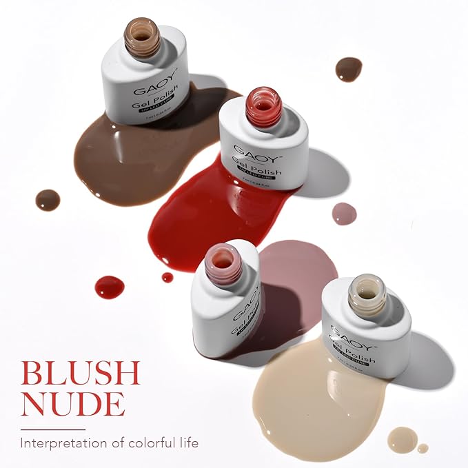 GAOY Jelly Gel Nail Polish Set, 33Pcs Sheer Pink Nude Gel Polish Kit with Glossy & Matte Top Coat and Base Coat for Nail Art DIY at Home, Blush Nude