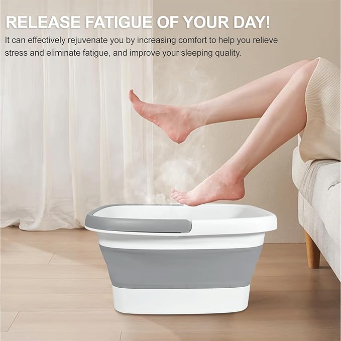 2 Pack Foldable Foot Bath Basin, Collapsible Foot Soak Tub, Multifunction Plastic Basin with Handles,Foot Tub for Soaking Feet,Grey