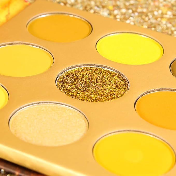 docolor Eyeshadow Palette 9Colors Yellow Eyeshadow Gemstone Shadow Palettes Highly Pigmented Mattes Shimmers Naked Smokey Glitter Cream Colorful Powder Blendable Long Lasting Waterproof Makeup Palette