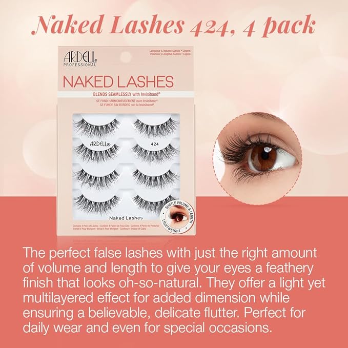Ardell Strip Lashes Naked Lashes #424, 4 Pairs x 2-Pack