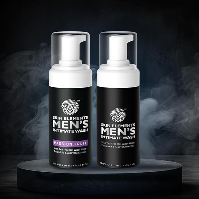 Skin Elements Men's Intimate Wash Combo - Pack of 2 | Tea Tree Oil (Classic)+Passion Fruit | Prevents Itching, Irritation & Bad Odor | (240 ml)