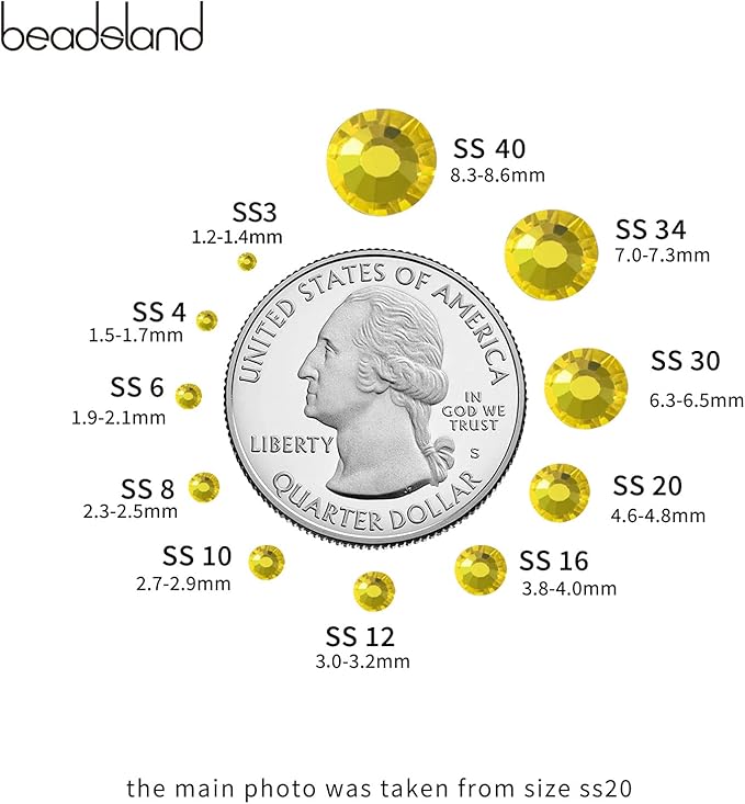 Beadsland Hotfix Rhinestones Bulk, 2880pcs Yellow Hot Fix Rhinestones for Crafts Clothes DIY Decoration, Citrine/Lemon Yellow, SS30, 6.3-6.5mm