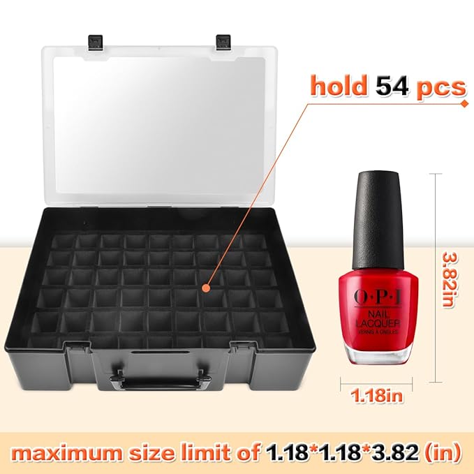 ALCYON Universal Nail Polish Holder & Organizer Contains 54 Bottles for Gellen, for Beetles, for Sally Hansen, for OPI, for Essie and Other Fingernail Polish (ONLY A CASE)-Black