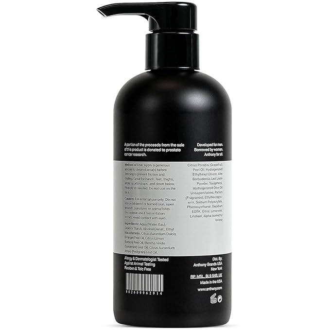 Anthony No Sweat Body Defense and Shower Sheets Bundle, Anti-Chafe Talc Free Cream To Powder Lotion, 16 Fl Oz, and Pack Of 12 Shower Sheets