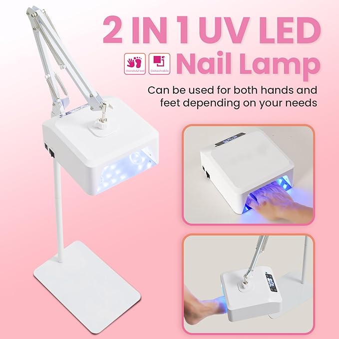UV Foot Lamp, 78W Rechargeable UV Lamp for Feet, LED Nail Dryer with Smart Sensor, Wireless Nail Gel Polish Curing Floor Light for Nails and Toenail (Whole Floor Lamp)