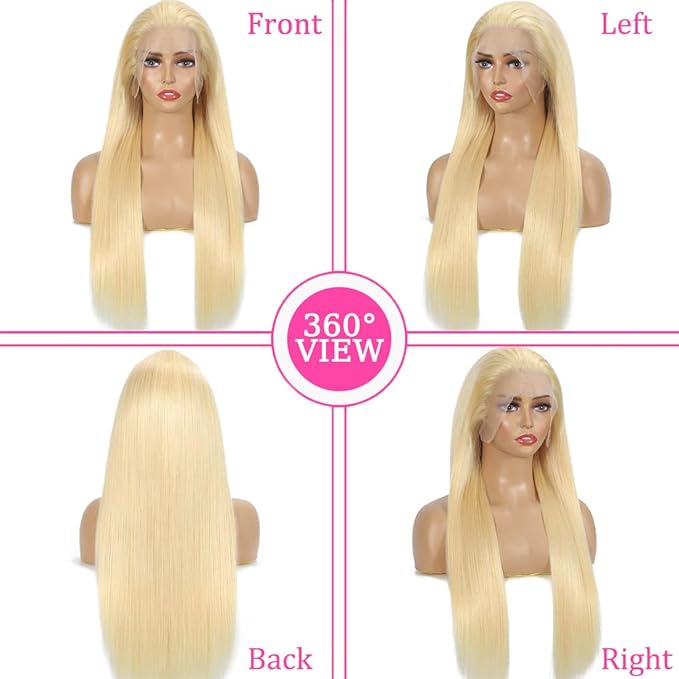 613 Lace Front Blonde Straight 13x6 HD Lace Frontal 180% Density Guleless Wigs
