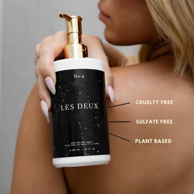 Les Deux Body Wash - Nourishing & Hydrating Natural Body Cleanser with Niacinamide, Probiotics, Rosehip & Marula Oils, No 4 - (Bergamot, Sandalwood, Vanilla). Sulfate free body wash