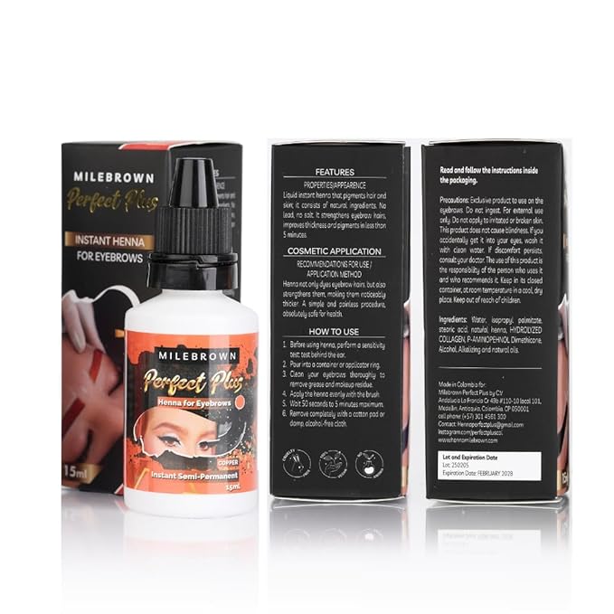 Eyebrow Henna, for natural-looking coloring, 15 ml (Copper)