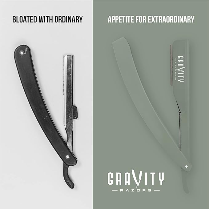 Professional Straight Razor - Ultra Exposed Straight Razor Kit with 10 Gravity Premium Blades, 2mm Exposed (Dynasty)