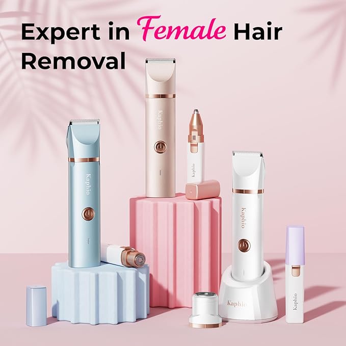 Bikini Trimmer for Women Pubic Hair: 2 in 1 Eletctric Razors for Women - Rechargeable Eletctric Shaver - IPX7 Waterproof Bikini Trimmer for Underarm Leg Arm Body (Rose Gold)