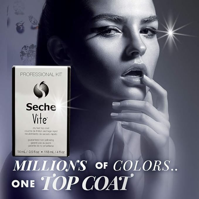 Seche Vite Professional Refill Kit, High-Gloss Clear Top Coat for Natural Nails, Artificial Gels Fiberglass Acrylic Extensions, Quick-Dry Long-Lasting Shine, 1 Kit