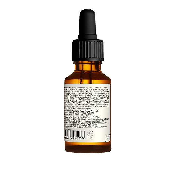 Aesop Shine Hair and Beard Oil | Moisture-Rich, Silicone-Free Oil for Full Beards and Hair | Softens Coarse Texture | No Greasy Buildup | Green Citrus Scent | 0.8 oz / 25 mL