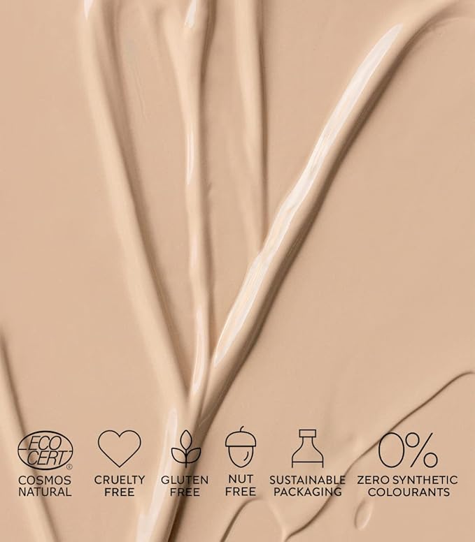 MÁDARA Organic Skincare |SKINONYM Semi-Matte Peptide Foundation, #20 IVORY, 30ml – Boosted by collagen-supporting peptides, Semi-matte finish, Adapts to the skin's texture, Ecocert certified.