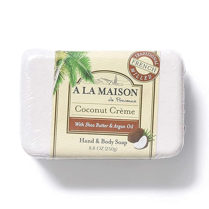 A LA MAISON Coconut Crème Bar Soap - Triple French Milled Natural Moisturizing Hand Soap Bar (1 Bar of Soap, 8.8 oz)