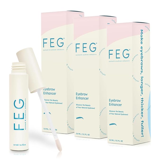 FEG Eyebrow Enhancer Growth Serum for Thicker Brows | Natural Brow Enhancing Serum for Growing and Thickening Eyebrows | Stimulates Natural Growth | 3-Pack of 3ml Tubes