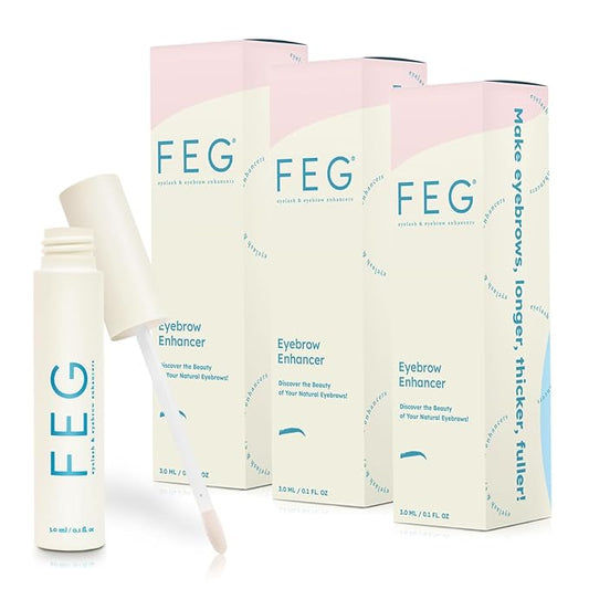 FEG Eyebrow Enhancer Growth Serum for Thicker Brows | Natural Brow Enhancing Serum for Growing and Thickening Eyebrows | Stimulates Natural Growth | 3-Pack of 3ml Tubes
